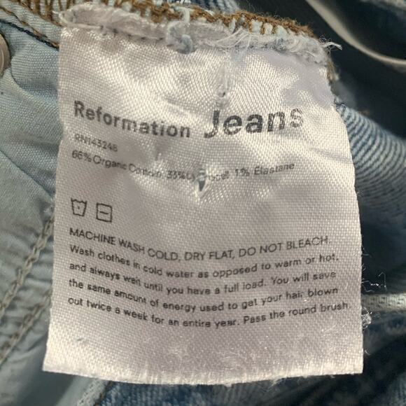 REFORMATION JEANS High Rise Malta Wash Fray Leg Denim - Picture 4 of 5